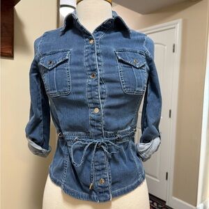 White House Black Market Fitted Blue Jean blouse jacket